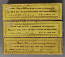 Karl May 3 Filmplatten Glas Bilder m.Beschreibung Laterna Magica-Bilder Vintage