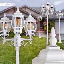 Außen Steh Stand Lampen 3-flammige Kandelaber Wege Garten Leuchten Laterne weiß 