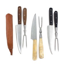 Mittelalter Besteck mit Gabel und Messer inkl. Doppellederscheide Reenactment 