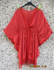 Tunika rostbraun Borte Spitze Fransen gebraucht