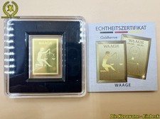 999 er Goldbarren Sternzeichen Waage mit Zertifikat L.x B.16 x 22,4 mm