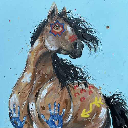 Indianer pferd original acryl - indianer,