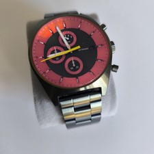 DETOMASO D10 Herren Chronograph  Edelstahl Armband Olive/Orange wie Neu