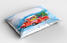Kopfkissenbezug Modern Wohnzimmer Flauschig Weihnachten LKW Winterlandschaft