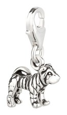 Charm / Anhänger Hund Shar Pei mit Karabinerverschluß aus 925 Sterling Silber