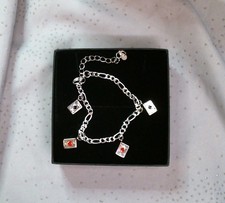 Bettelarmband versilbert. Asse, Kartenanzüge, Poker. Handarbeit. Figaro