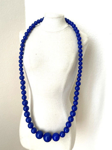 Vintage perlenkette blau cm - 61,