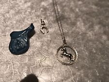 Silberanhänger Hufeisen 925 Silber, Sattel, Pferd 835 silber mit Kette 