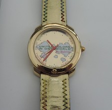 Armbanduhr United Colors of Benetton by Bulova - gold - Lederarmband - Weltkarte