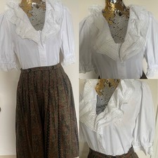 Bluse Trachen Landhaus HESS FRACKMANN Trachtenbluse Damen 42 Weiß Spitze