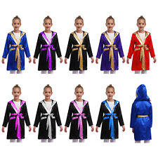 Kinder Jungen Umhang Mit Gürtel Kapuze Cape Muay Robe Cosplay Boxermantel Trim