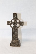 vintage  irisches Kreuz Keltenkreuz Bronze Massiv H 11,5 cm