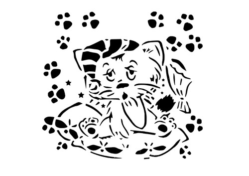 Schablone katze verschlafen - schablone,
