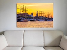 Leinwandbild: Segelschiffe / Landungsbrücken Hamburger Hafen Fotos Bilder Poster