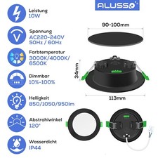 8W 10W LED Einbaustrahler 3CCT Dimmbar Ultra Flach Panel Decken Spot 230V IP44