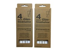 8x GLAS STROHHALME Trinkhalme