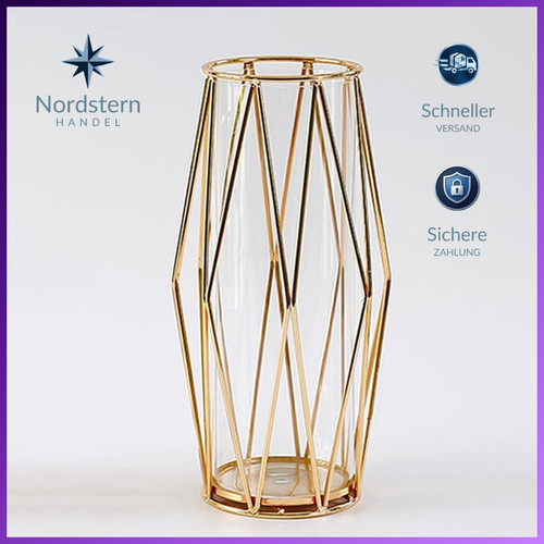 Glasvase mit metallhalterung - glasvase,