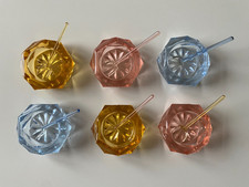 6x Salznapf & 6x Löffel Vintage Glas OVP Gewürze Pfeffer