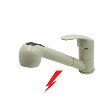 Niederdruck Küchenarmatur Granit Beige Ausziehbar Brause Schlauch