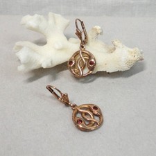 Granatschmuck Granat Schlangen Ohrringe Jugendstil Tracht Silber 925/- vergoldet