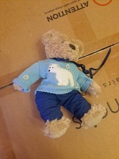 Teddybär Plüschtier ca. 25 cm - Blauer Strickpullover mit bär 