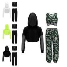 Mädchen Hip Hop Kleidung Streetdance Outfit Sport Workout Tanzkleidung Set 