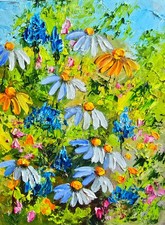 Kamille Blumen Ölbild 15x20