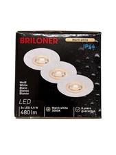 Briloner 3er Set LED Einbauleuchte Kulana weiß Ø 9 cm warmweiß  Einbauleuchten