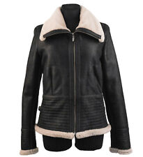 Damen Lammfelljacke Lederjacke Schaffell Felljacke Lammfell Jacke Schwarz