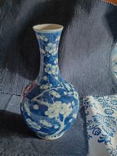 Chinesische Vase weiß - blau Kirschblüten ANTIK um 1900