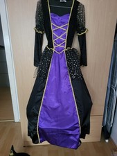 Hexenkostüm mit Reifrock und Hut Fasching Halloween Gr. 140 - 155