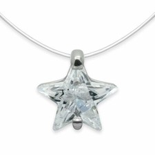 1 Kette mit einem schwebenden Strasssternchen Nylon Halskette funkelnder Stern 