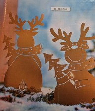 2er Set Metall Gartenstecker elche Rostoptik Weihnachten