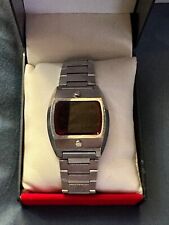 Vintage 70er Stahl Sanyo LED Armbanduhr 1974 seltene Serienn. Magnet Space Age