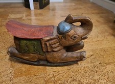 Elefant Schaukelelefant Massivholz Vintage Antik Dekoration