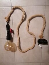 Lampe Hanfseil Hängeleuchte Retro Unikat Wasserrohr Optik