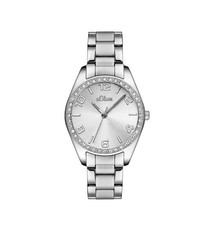 s.Oliver Armbanduhr Damen Quarzuhr Analog Edelstahl mit Steinchen