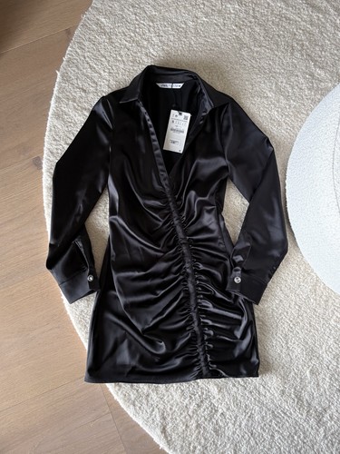 Zara satinkleid schwarz xs - zara,