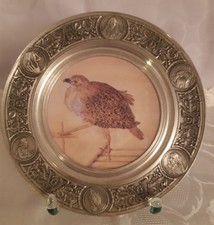 Wandteller mit Zinnrand, Dürer "Das Rebhuhn", D=20 cm, 97  Zinn, von 1997