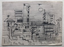 Arnold Fiedler. Sao Paulo. 1976.  Signiert. Zeichnung. Hamburg. A.