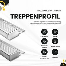 Edelstahl Treppenprofil Stufenprofil Fliesenschiene Leiste V2A L250cm H10mm