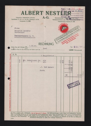 Lahr rechnung 1941 albert - 1941,,
