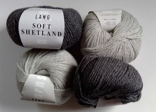 4 Knäuel Lang Yarns Soft Shetland 2 Grautöne Wolle 200g