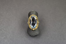 Damenring Gold 585, blauer Topas in RG 52/16,5 mm wohl 1960 er Jahre