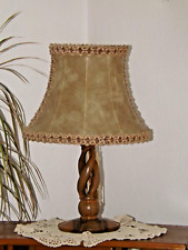 Große Tischlampe massiv-Wurzelholz Schirm aus Schweinsleder