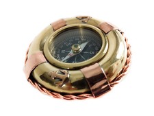 KOMPASS kleiner Kompass Messing Kupfer Rettungsring maritim wandern Schiff NEU  