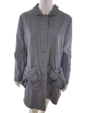 💚 IN SEIN Mantel für Damen Grau M Langer Ärmel Viskose 💚