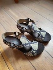 Gut erhalten - Softclox Damen Sandalette - Gr. 38 - schwarz / Snakeprint 