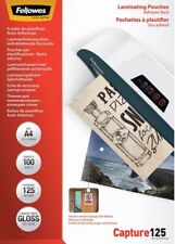 100 x Laminierfolie A4 selbstklebende Rückseite 125 Microns Fellowes CRC53289