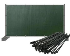 5 x Bauzaunplane GRÜN mit Kabelbinder 300 x 4,8 mm (100 Stück) SET